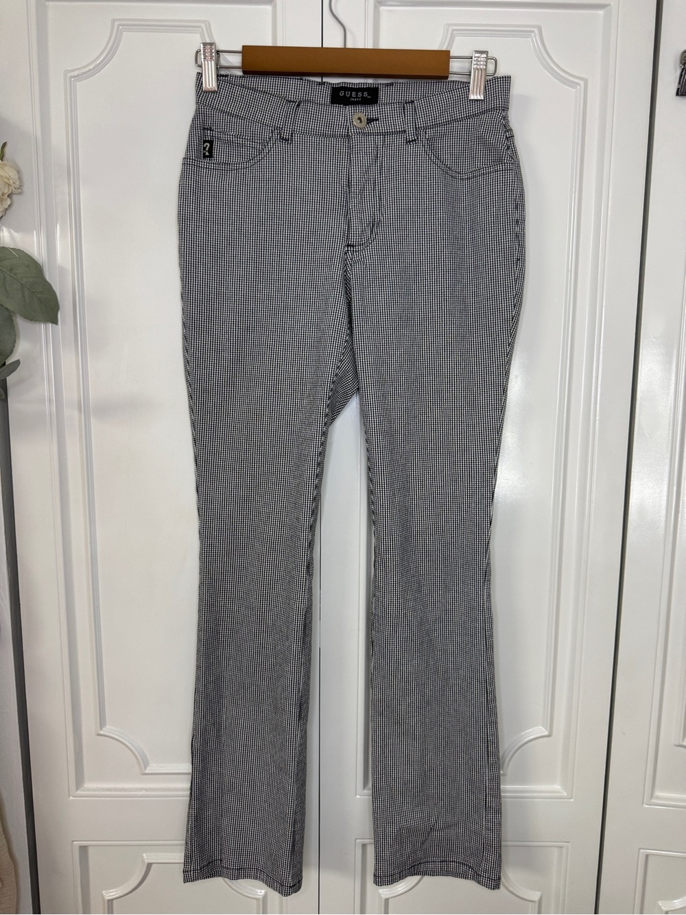 VTG 90s GUESS Black & White Micro-Check Stretch Jeans